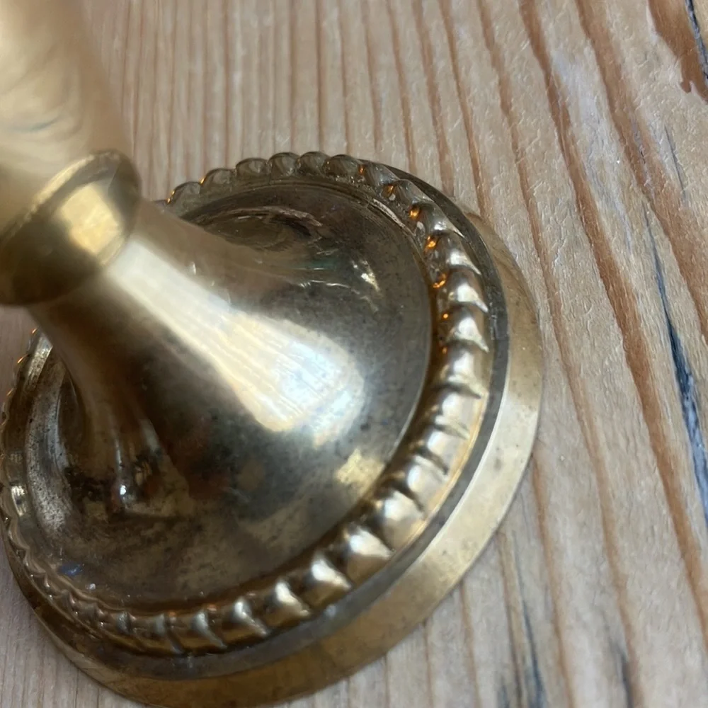 2/$30 Vintage Mini Brass Bud Vase 5.5” Tall 2 and 7/8’s” Base Patina Finish